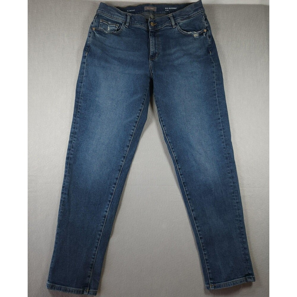DL1961 Riley Boyfriend Straight Jeans Womens 29 Blue Medium Wash Distressed